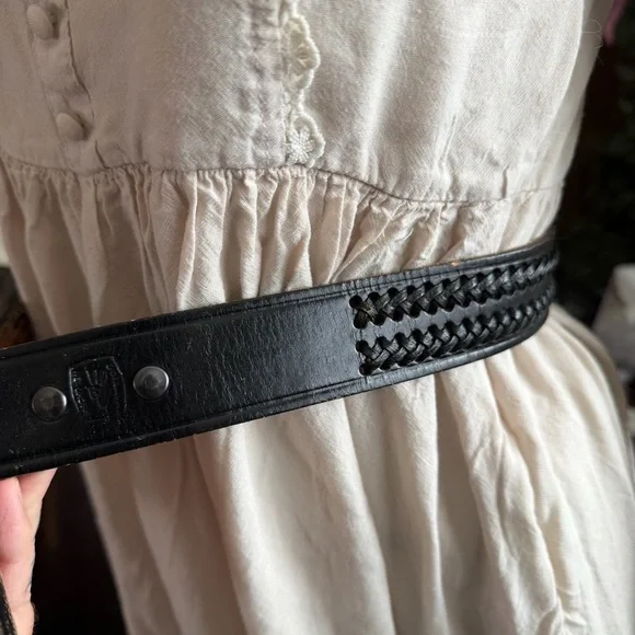 Vintage Leather Belt with Brass Buckle - Picture 4 of 7